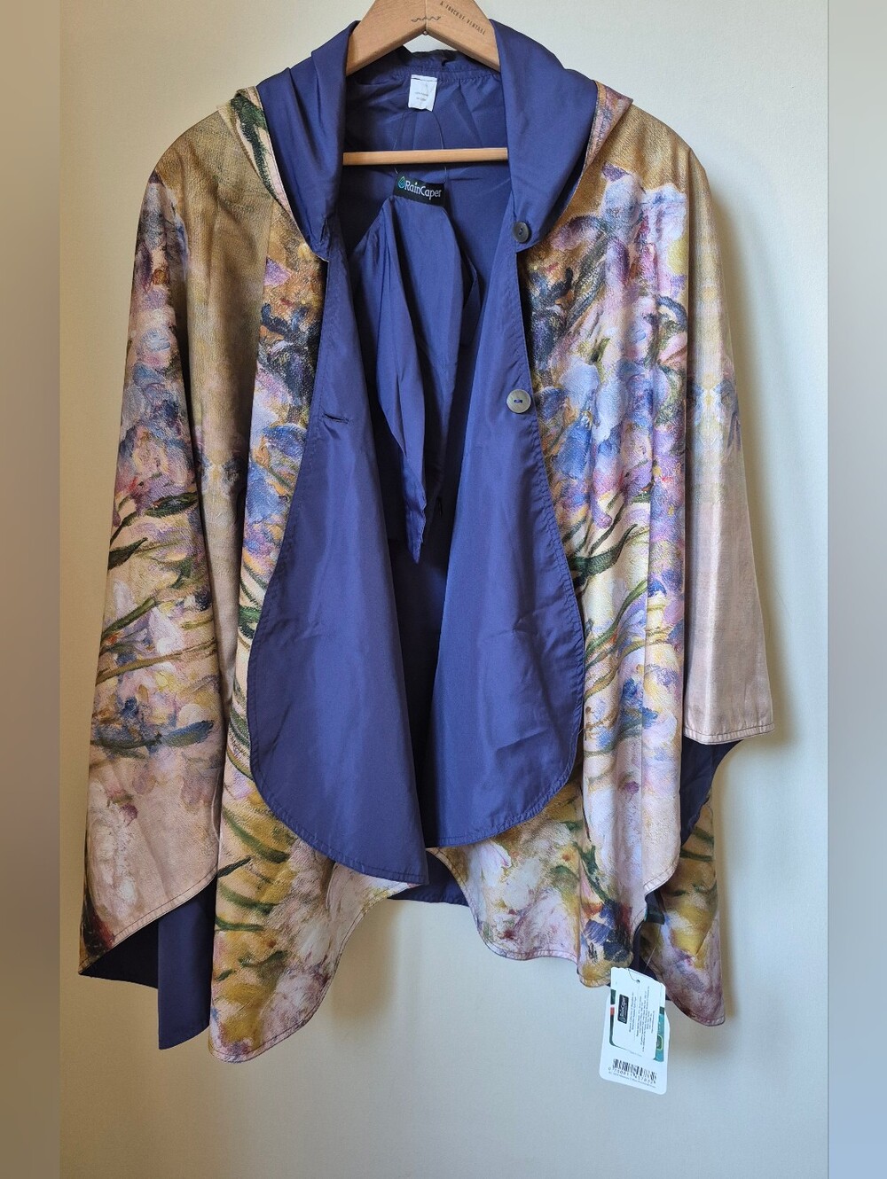 NWT RainCaper Museum Collection Tiffany Peonies & Iris Rvrsble Rain Cape Poncho
